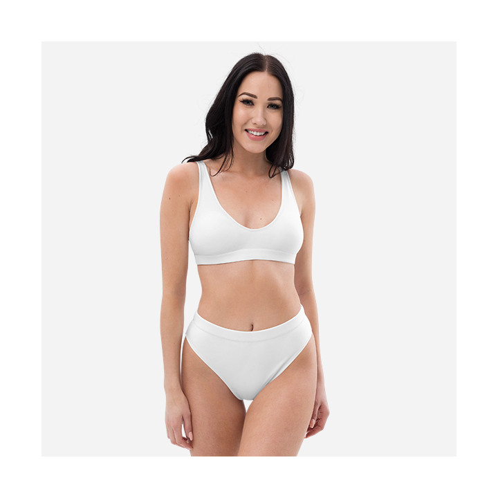 Bikini ecosostenibile a vita alta con stampa all over