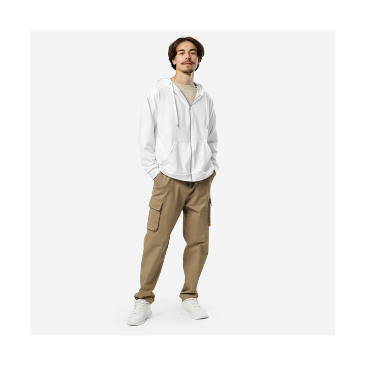 Felpa con zip e cappuccio unisex riciclata a stampa all over