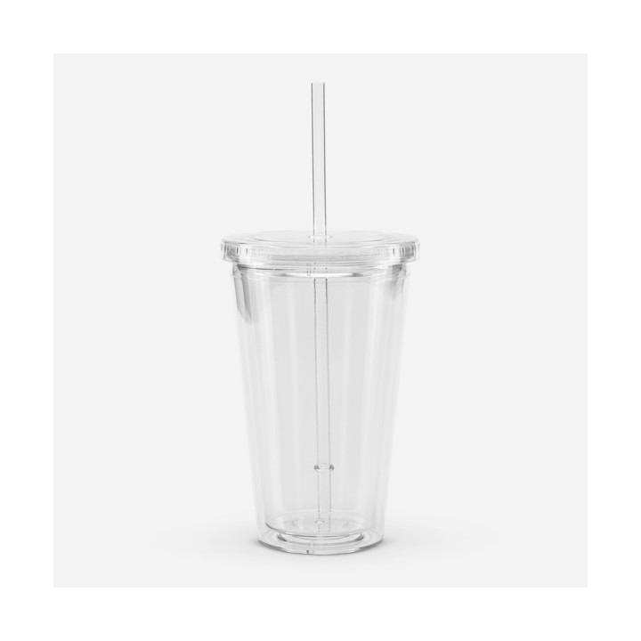 Double Wall Clear Plastic Tumbler (16 oz)
