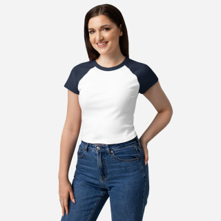 Camiseta corta de canalé con mangas raglán para mujer | Bella + Canvas 1201
