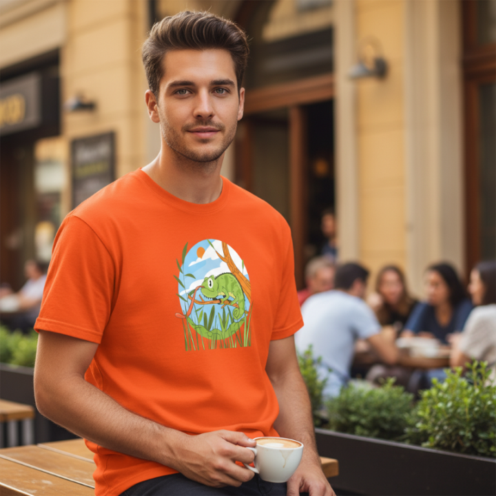 Basic Unisex Softstyle T-Shirt | Gildan 64000 | Regenbogen-Chamäleon-Explosion!